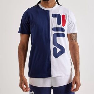 Mens FILA Split Logo Tee - Sizes Vary - Navy & White
